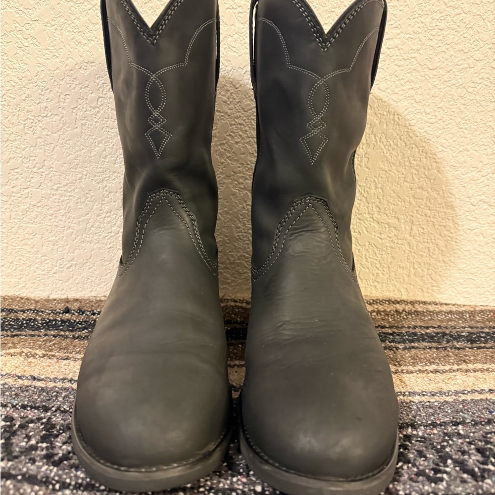 Cody James Men's Highland Roper Roumd Toe Black Leather Boots